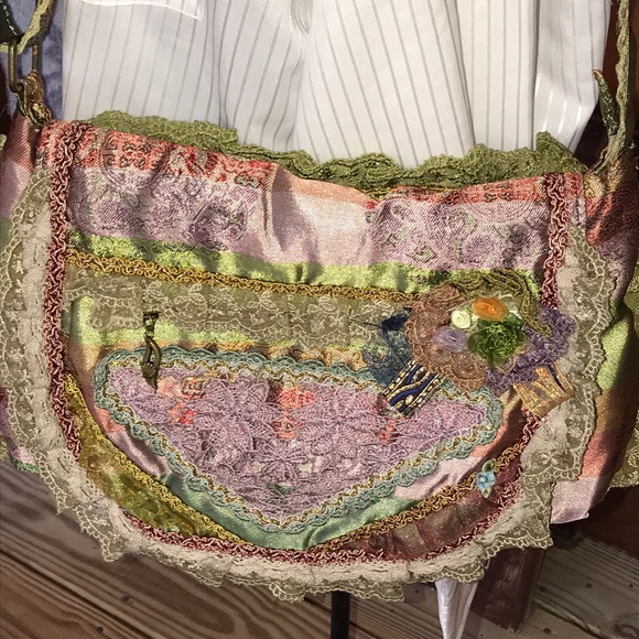 Handbags - BOHO lace embellished Hippy shoulder Purse